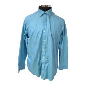 Buttoned Down Mens XL 17/17.5-34/25 Blue Teal Diamond Long sleeve Button Shirt